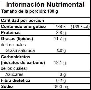 Información Nutrimental de Salchicha Hot Dog 3kg Información Nutrimental de Salchicha Hot Dog 3kg en Monterrey