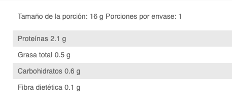 Información Nutrimental de Jamón Virginia en Monterrey